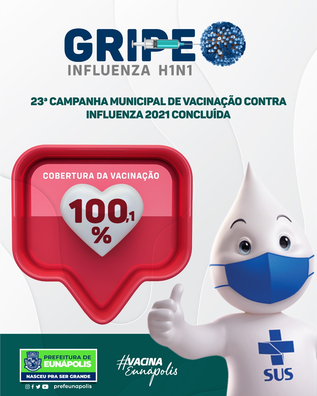 Campanha de vacinação contra a gripe é concluída com sucesso em Eunápolis