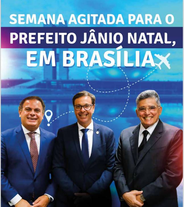 Ministro Gilson Machado entre o prefeito Jânio Natal e o deputado Jonga Bacelar 