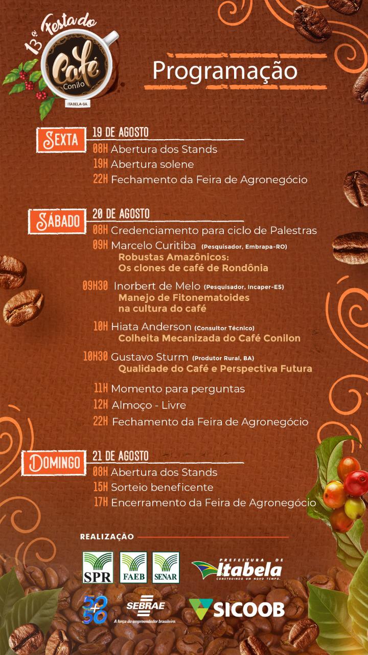 Festa do Café Conillon de Itabela começa nesta quinta-feira com