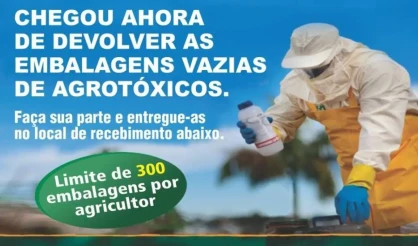 Recolhimento de embalagens de defensivos agrícolas começou em Itamaraju, onde segue até esta quarta-feira dia 21/10