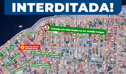 Rua do Golfo será interditada a partir de sábado dia 11 para continuidade das obras de revitalização no Centro